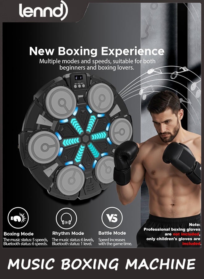 لينند آلة الملاكمة الموسيقية للأطفال والكبار,بلوتوث الجدار المثبتة لوسادة اللكم مع القفازات,أضواء الإيقاع ومعدات الصالة الرياضية المنزلية المعركة للاعبين,هدايا الألعاب الرياضية للرجال فتاة المراهقة 6,7,8,9,10 + سنة - Image 3